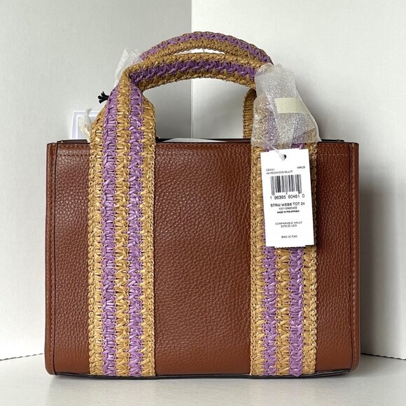 Coach Smith Tote 24 Small Leather Brown Pink CBG91 Crossbody Bag w/ Original PKG - Picture 2 of 12